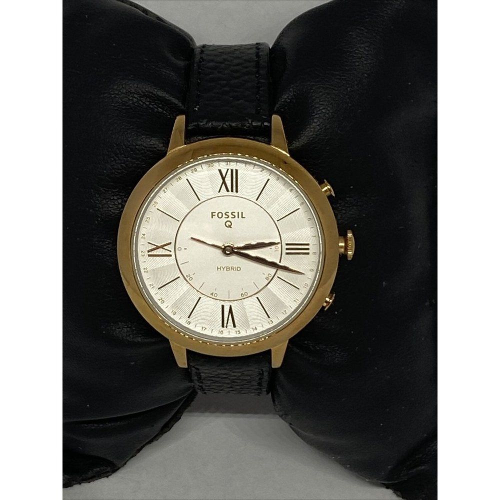 Fossil FTW5018 Men's Black Leather White Analog Di